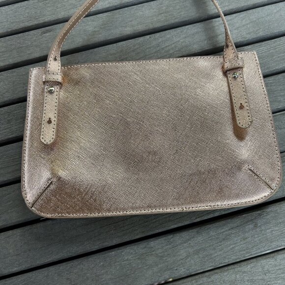 Banana Republic Copper Gold Metallic Fold Over Clutch Crossbody - Picture 7 of 11